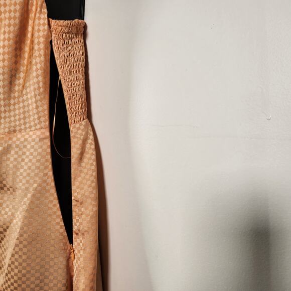 BAEVELEY Midi Maxi Cowl Neck Slip Dress Womens M Orange Apricot Checkerboard NEW - Picture 10 of 11